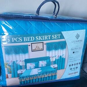 Liliana Turquoise Bed Skirt Set - 5 PCS